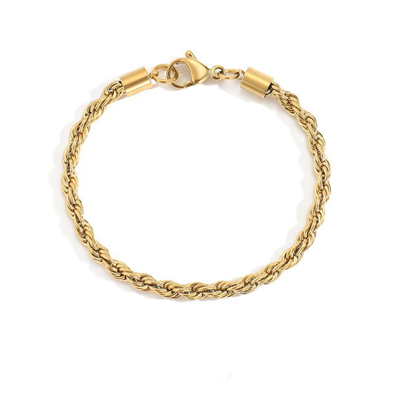 Gold-tone twisted rope chain bracelet with lobster clasp